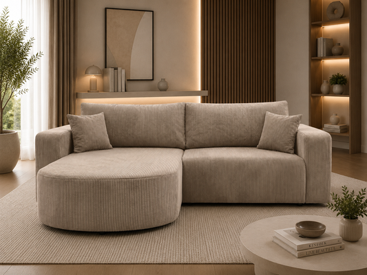 Wohnlandschaft Round One – Modernes Design mit Bettfunktion & Stauraum