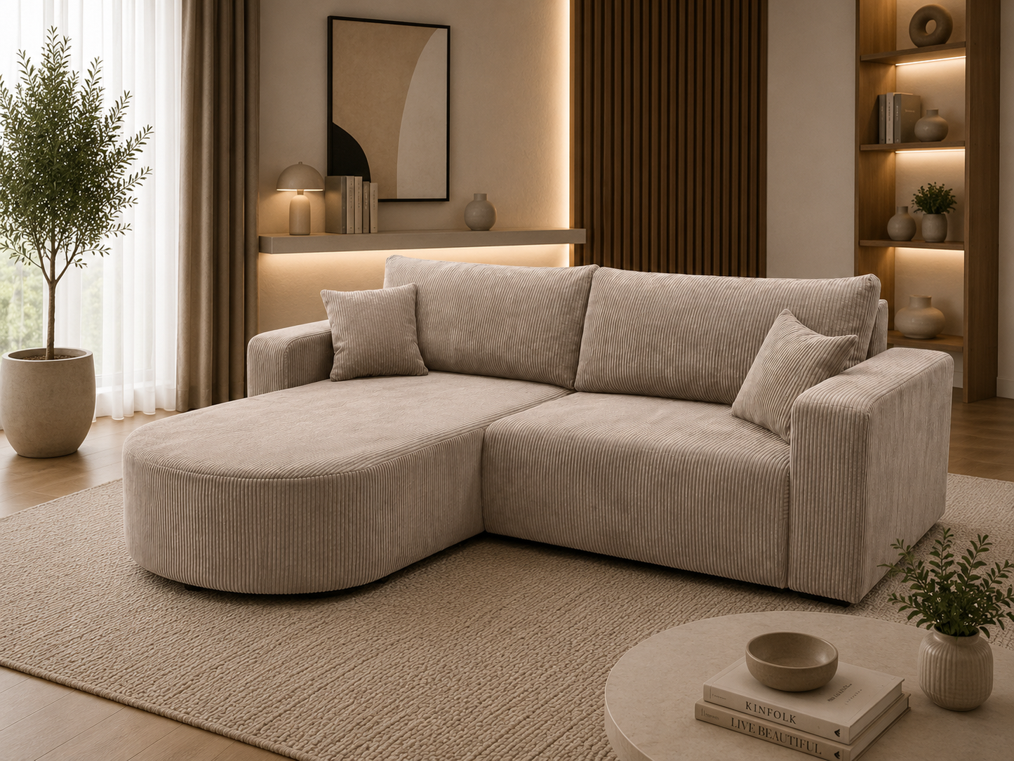 Wohnlandschaft Round One – Modernes Design mit Bettfunktion & Stauraum