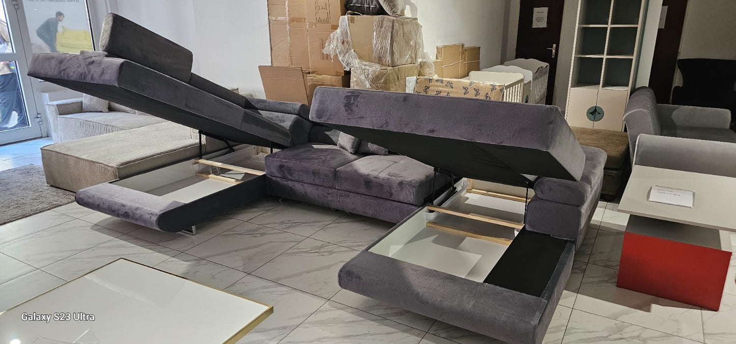 Wohnlandschaft Anton U - mit Bettfunktion und Stauraum