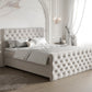Boxspringbett Aversa mit Matratzen, Topper, Stauraum und Fußteil